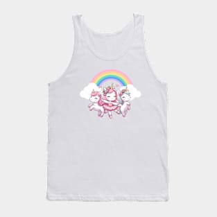 Cute Ballerina Unicorns Dancing Under A Rainbow Tank Top